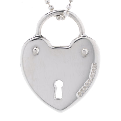 Tiffany Sterling Silver Heart Lock Pendant Chain Necklace 3 of 6