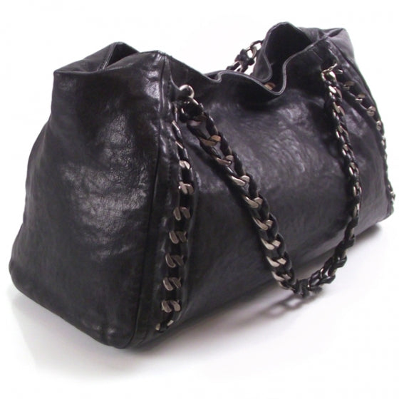 Luxe Ligne Modern Chain Hobo Black