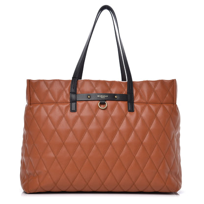 Givenchy Rubber Effect Canvas Quilted Duo Shopper Tote Chestnut 1 of 11