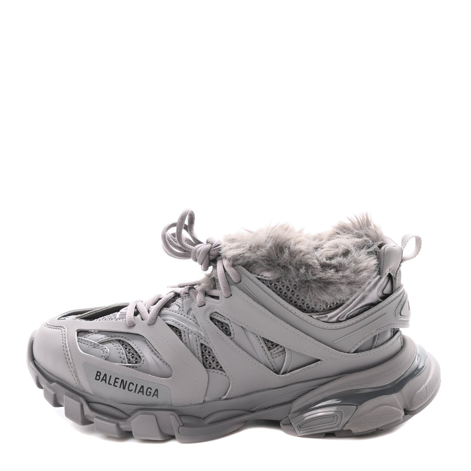 Balenciaga Mesh Rubber Faux Fur Track Sneakers 41 Grey 1 of 8