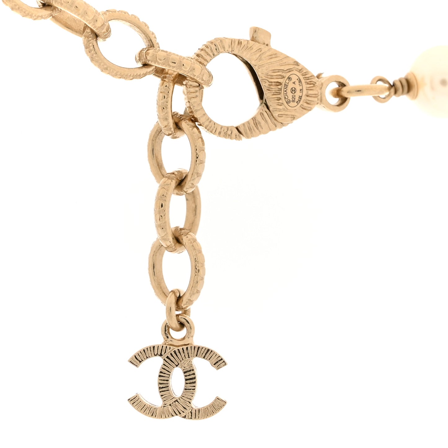 Crystal Pearl CC Short Necklace Gold