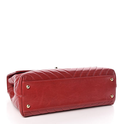 Chanel Calfskin Chevron Quilted Large Coco Handle Flap Red 5 of 15