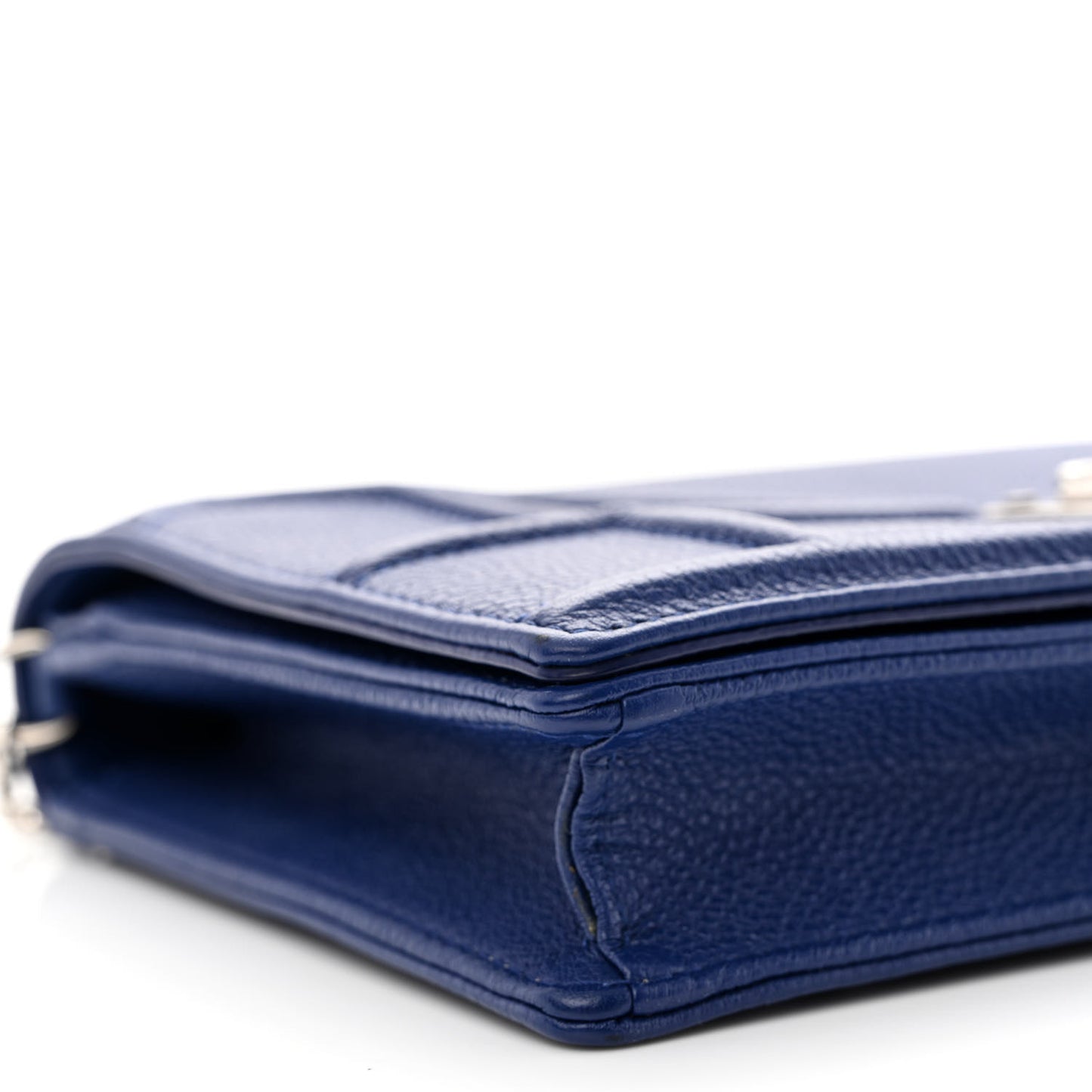 Grained Calfskin Diorama Wallet on Chain Pouch Blue
