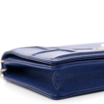 Christian Dior Grained Calfskin Diorama Wallet on Chain Pouch Blue 10 of 12