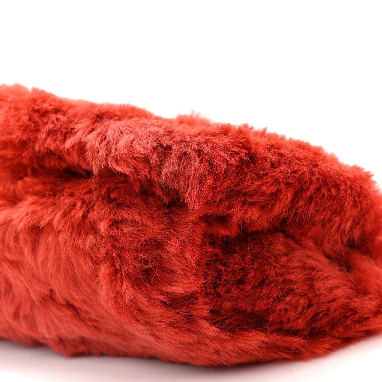 Suede Fur Small Reversible Monogram Kate Satchel Pavot Rouge