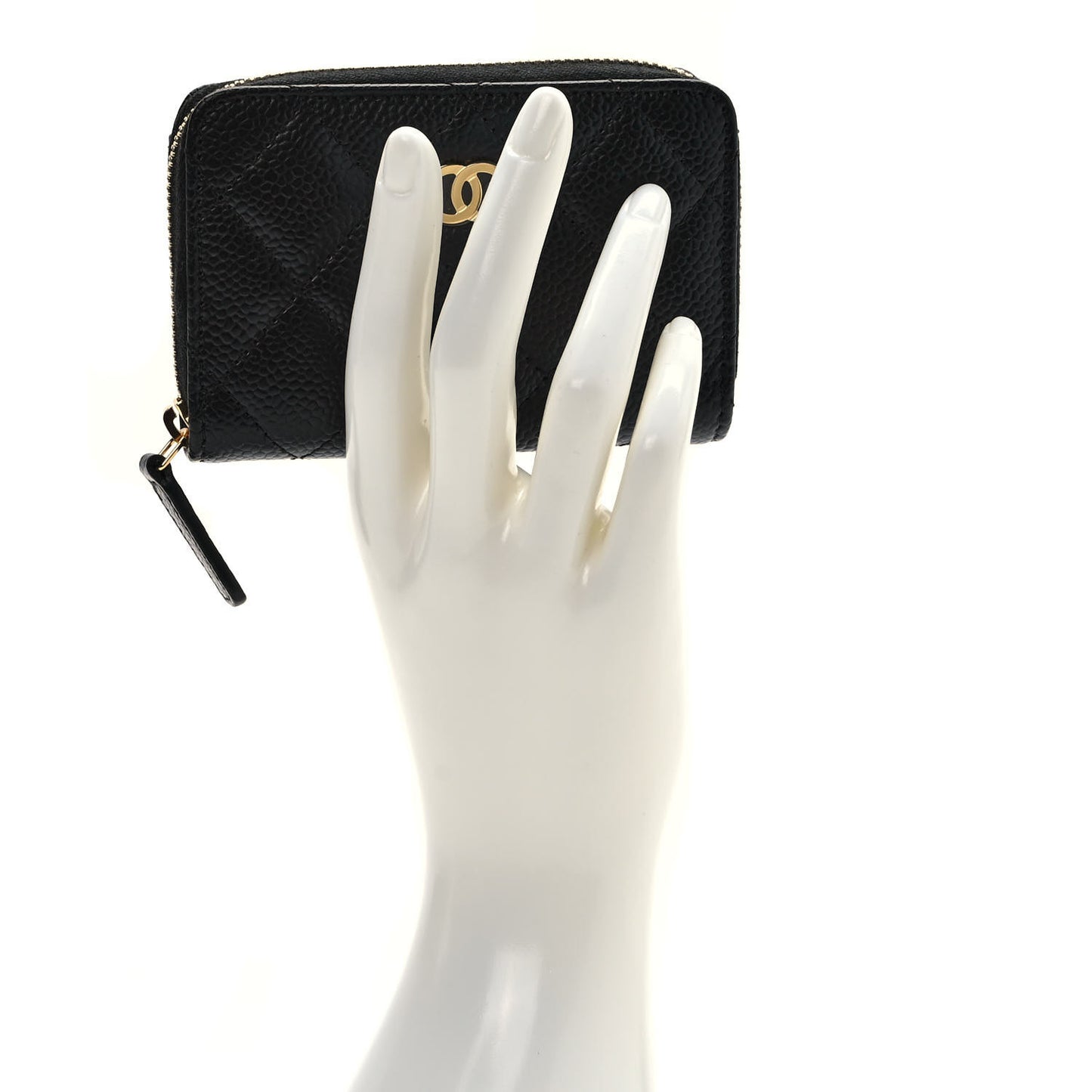 Caviar Quilted Classic Zipped Coin Purse Black