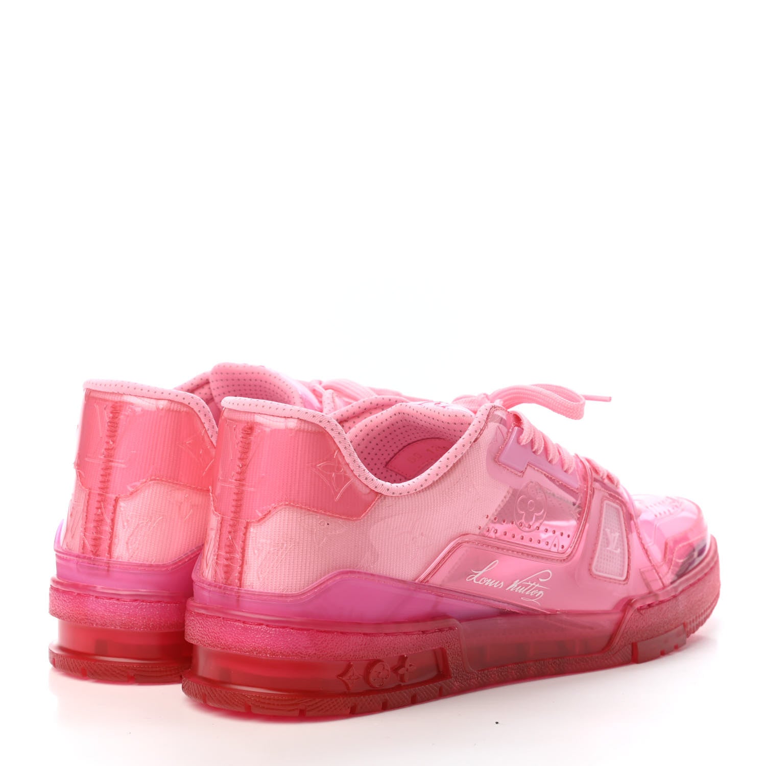 Louis Vuitton Mix Materials Transparent Monogram Mens LV Trainer Sneakers 8.5 Pink 3 of 4