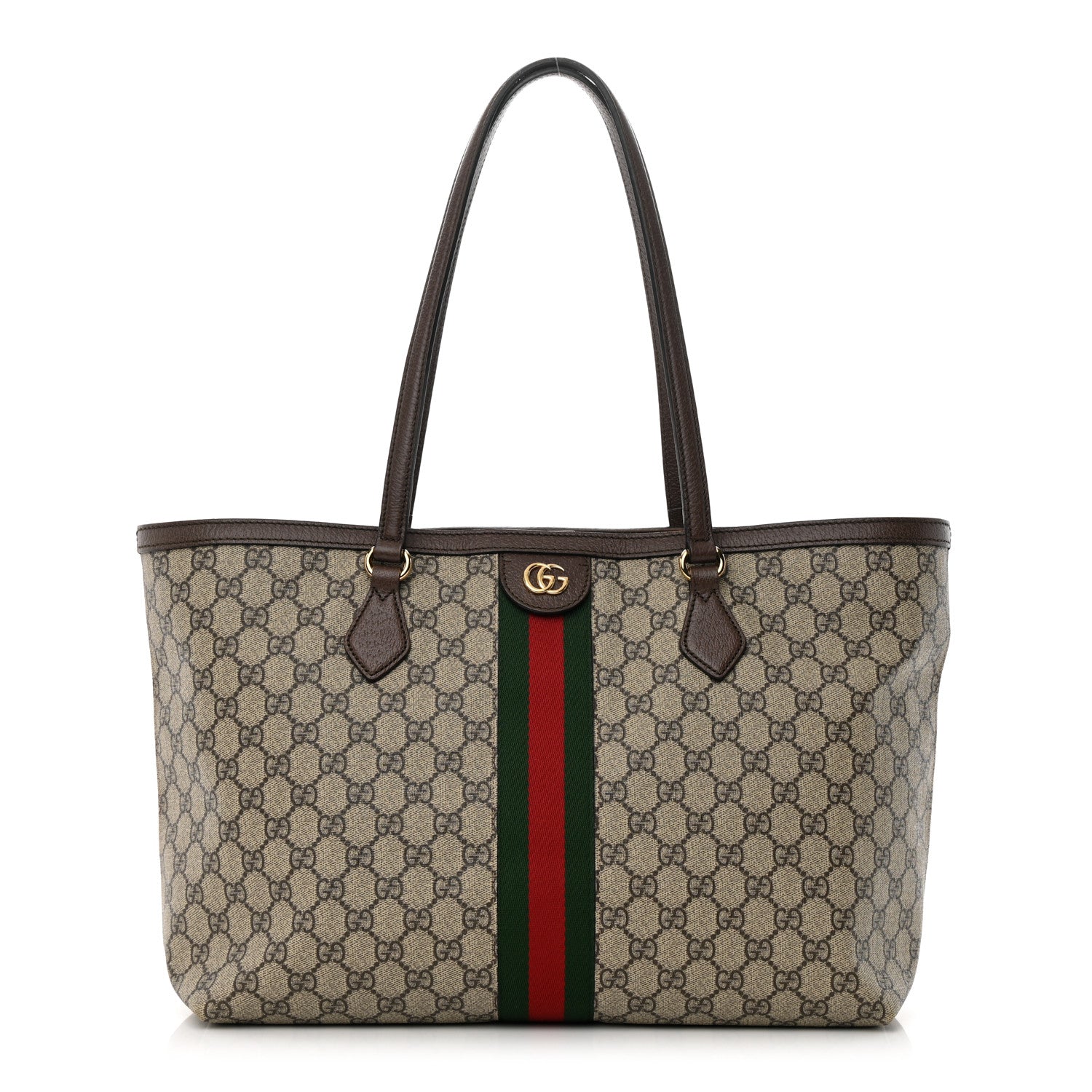 GUCCI GG Supreme Monogram Medium Ophidia Shopping Tote in the color Brown by FASHIONPHILE