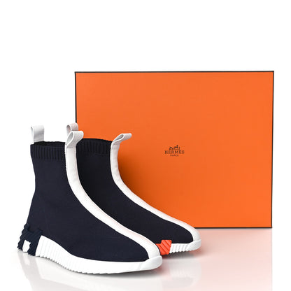 Hermes Technical Canvas Goatskin Fun Sneakers 39 Marine White 8 of 8
