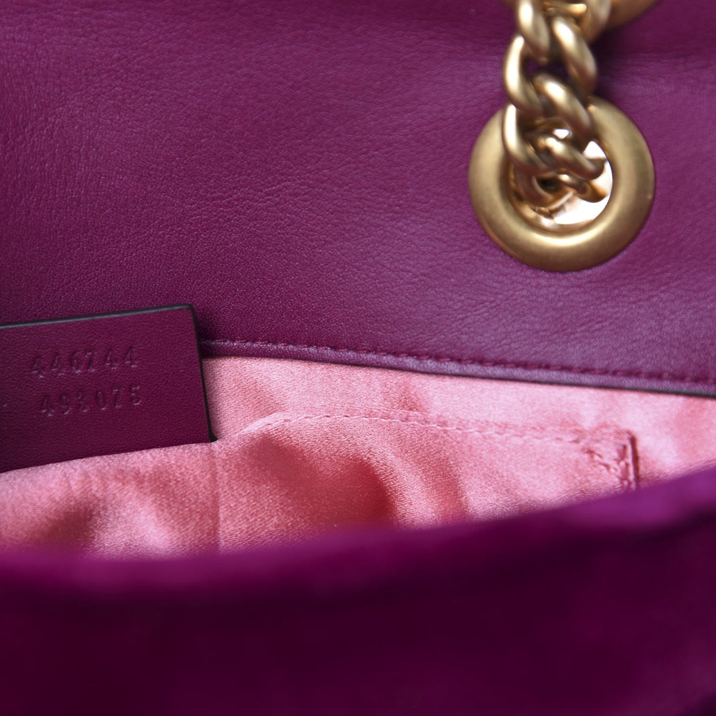 Velvet Matelasse Mini GG Marmont Shoulder Bag Fuchsia Violet Cyclamen