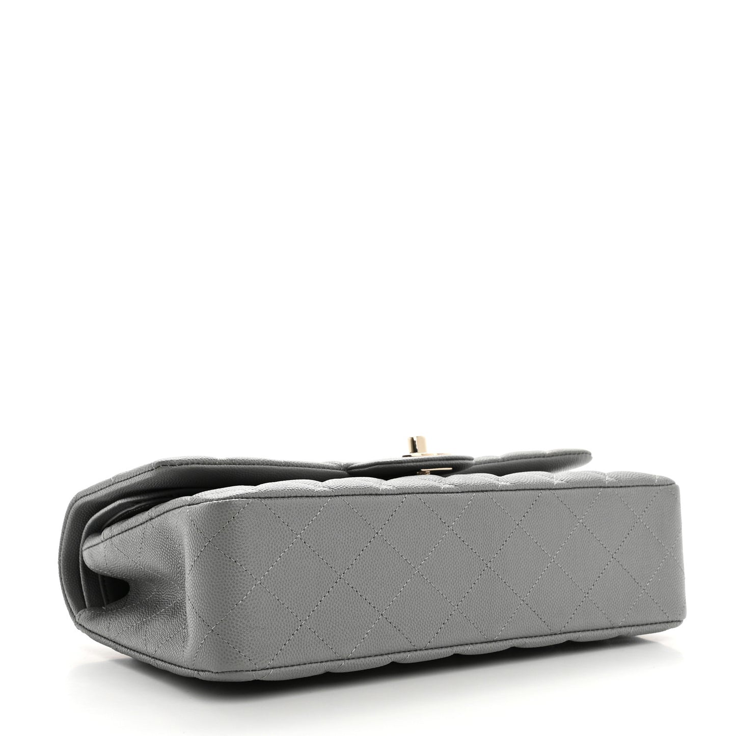 Caviar Quilted Medium Double Flap Grey