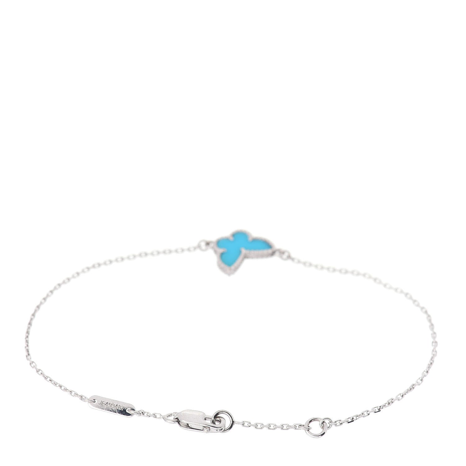 Van Cleef & Arpels 18K White Gold Turquoise Sweet Alhambra Butterfly Bracelet 3 of 4