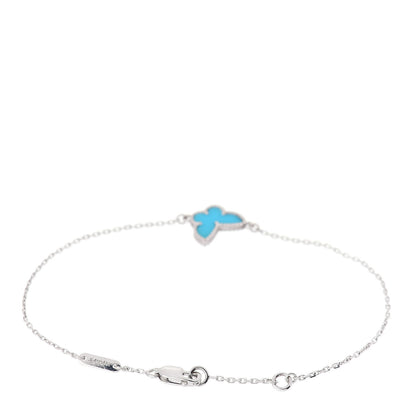 Van Cleef & Arpels 18K White Gold Turquoise Sweet Alhambra Butterfly Bracelet 3 of 4