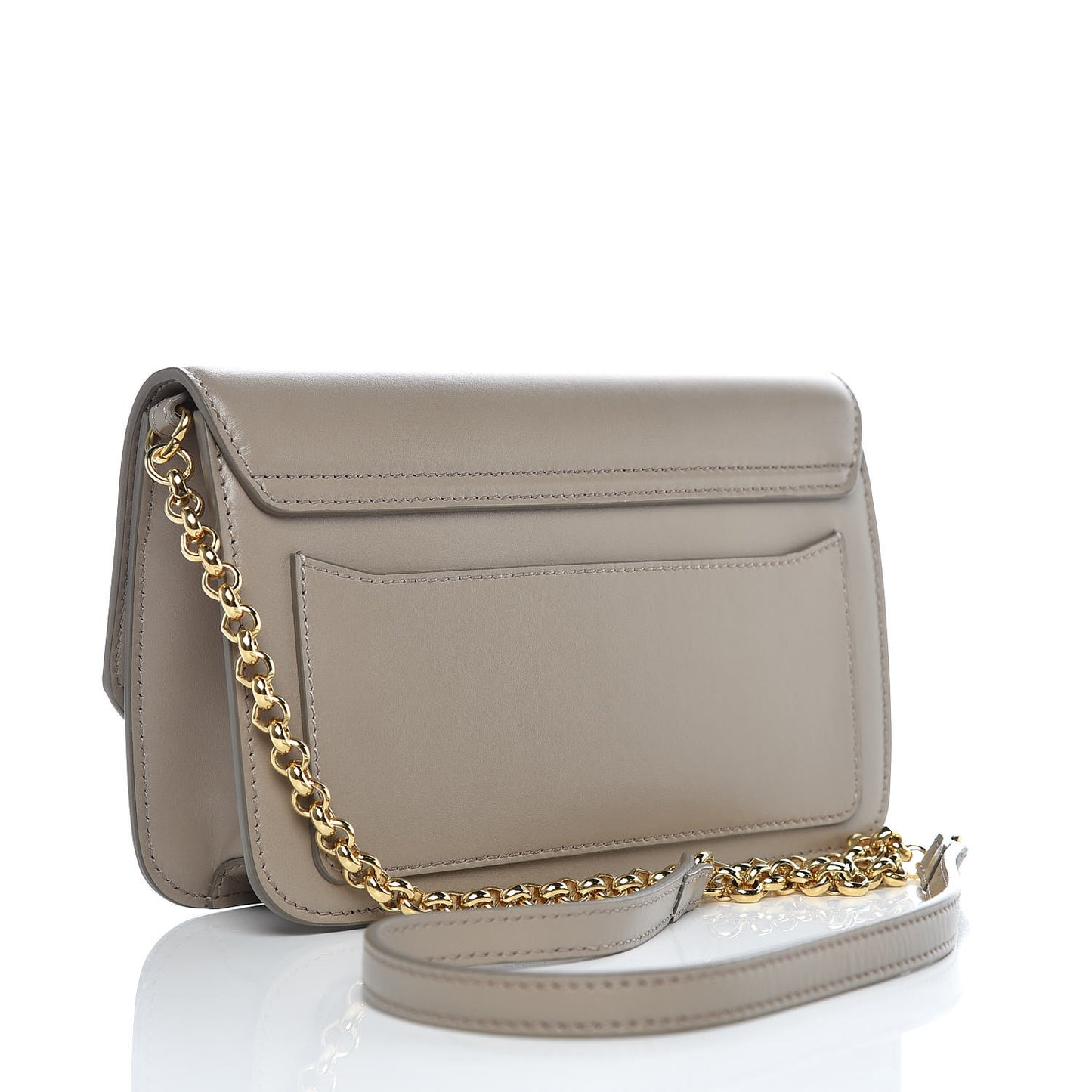 Calfskin Suede C Clutch With Chain Motty Grey