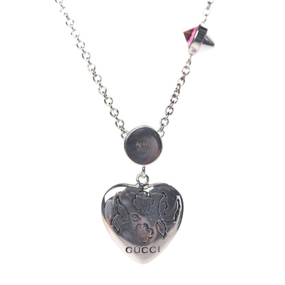 Gucci Sterling Silver Crystal Blind For Love Pendant Necklace 5 of 6