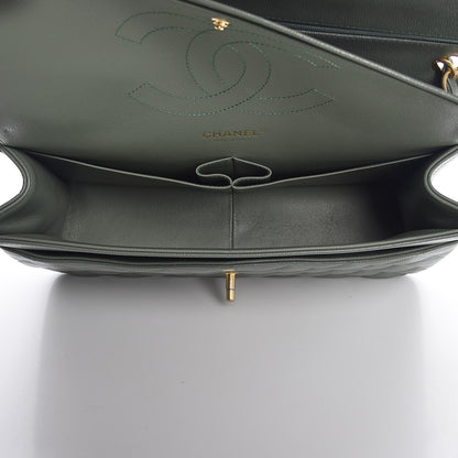 Chanel Iridescent Caviar Quilted Jumbo Double Flap Green 5 of 8