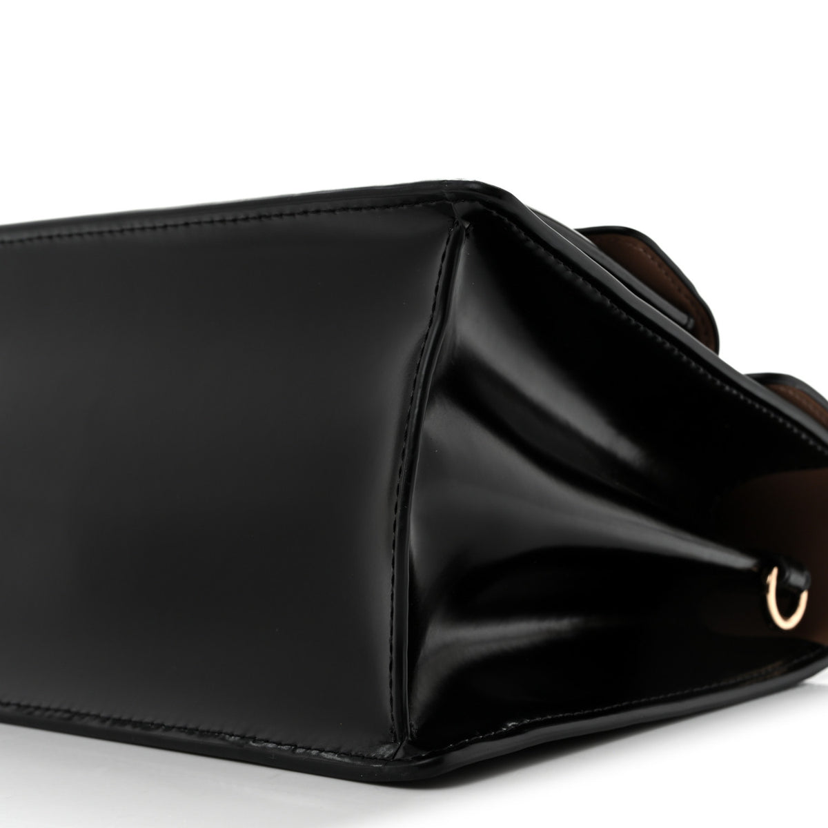 Shiny Calfskin Uptown Shoulder Bag Black
