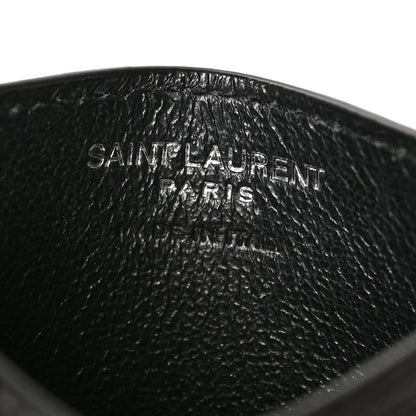 Saint Laurent Grain De Poudre Matelasse Chevron Monogram Credit Card Case Black 6 of 8