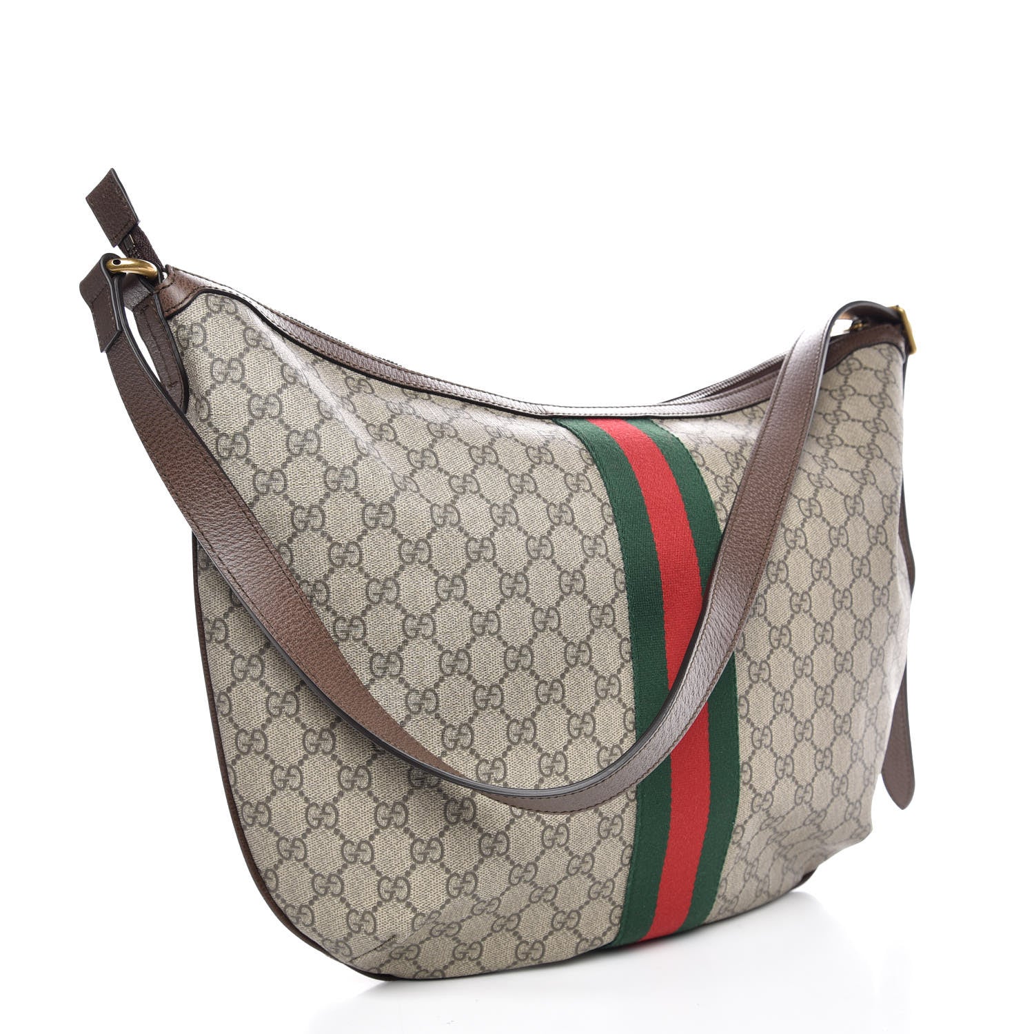 Gucci GG Supreme Monogram Web Ophidia Half Moon Hobo Brown 3 of 7