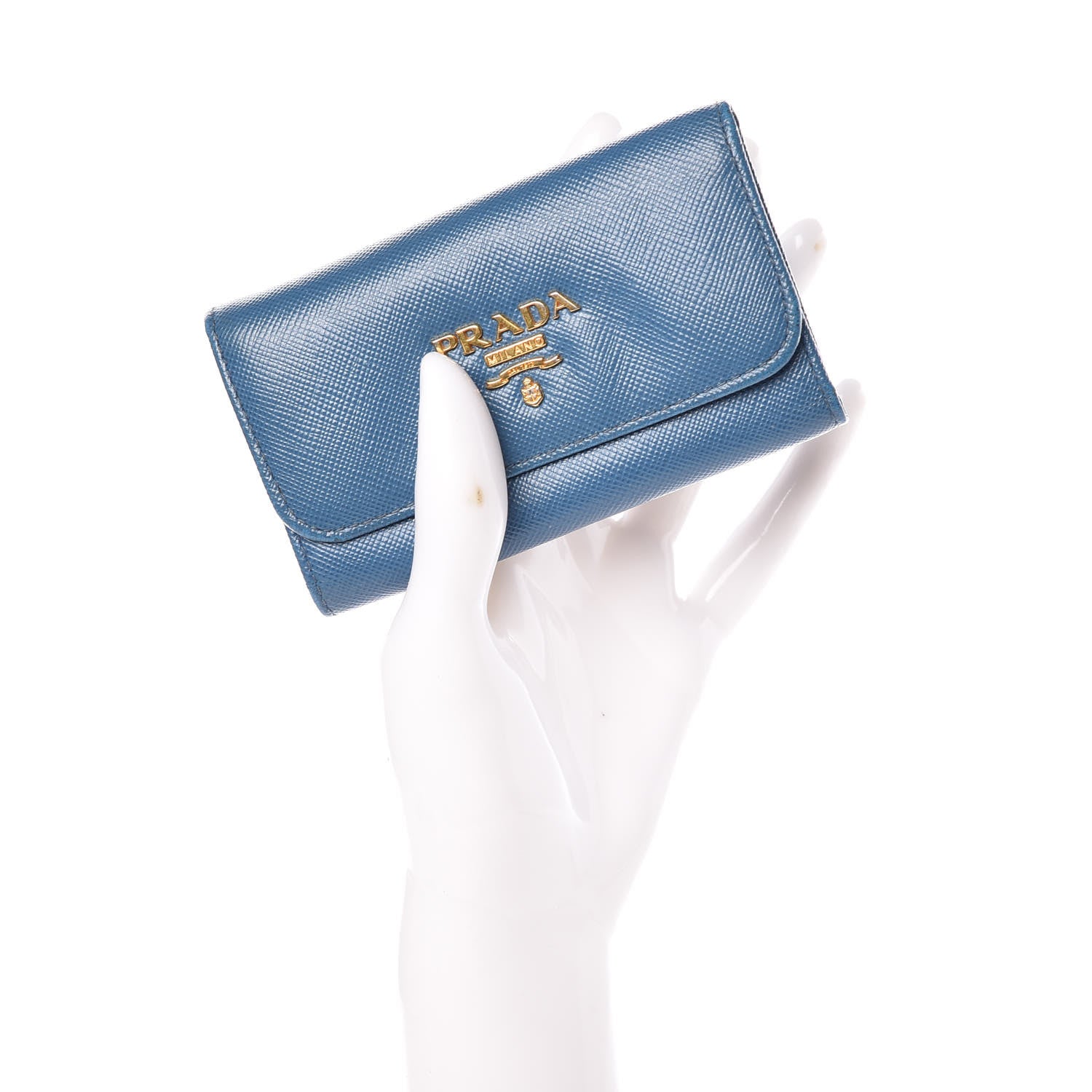 Prada Saffiano Metal 6 Key Holder Cobalto 2 of 9