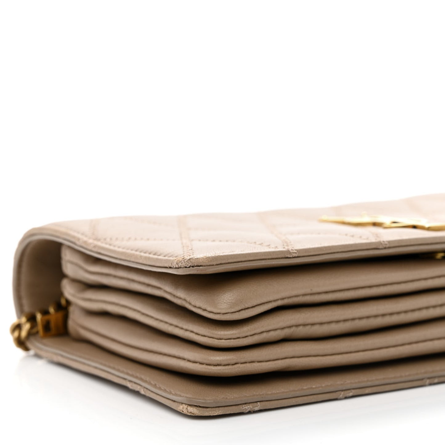 Lambskin Diamond Quilted Angie Chain Bag Tan