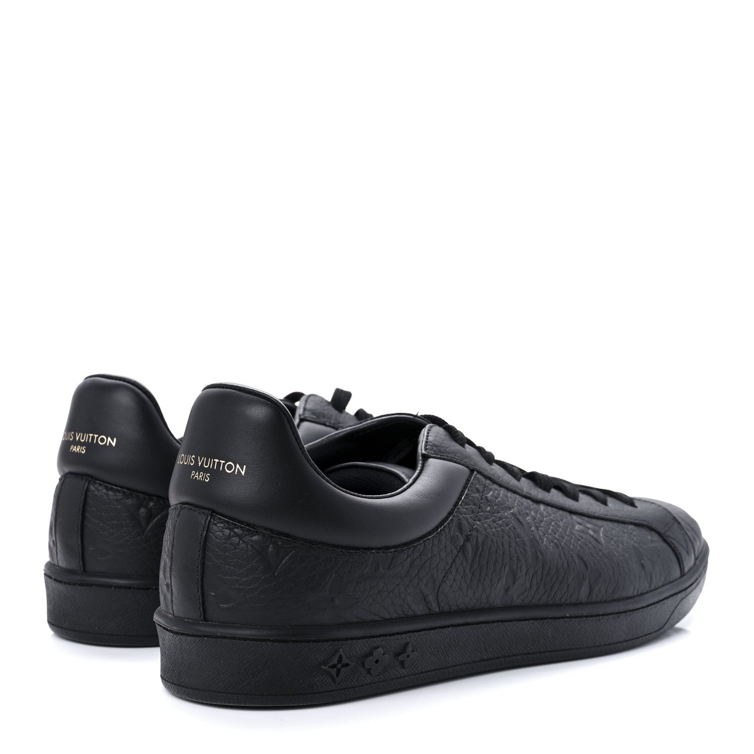 Louis Vuitton Grained Calfskin Embossed Monogram Mens Luxembourg Sneakers 7.5 Black 4 of 10