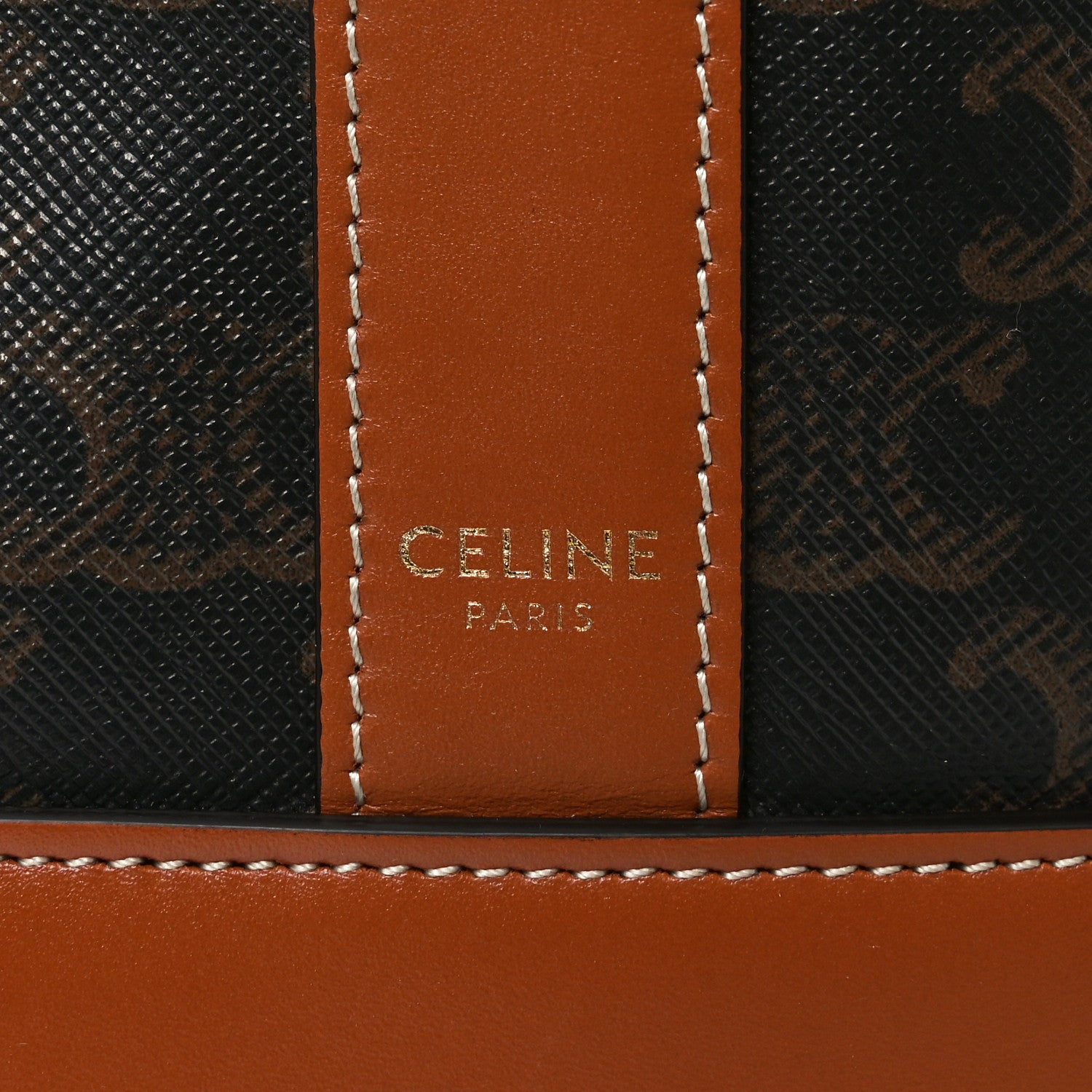 Celine Triomphe Canvas Calfskin Medium Bucket Bag Tan 6 of 9