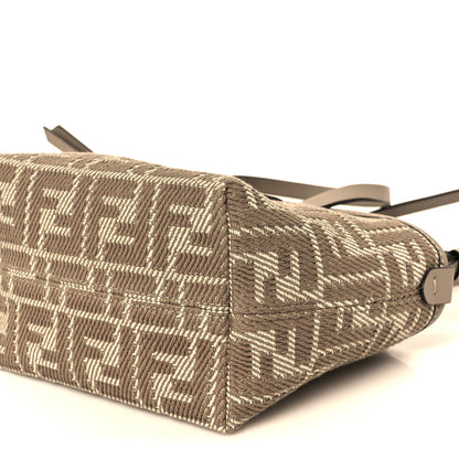 Fendi Denim Jacquard FF Effect Vitello Grace Mini Roll Tote Dove White Dove 11 of 11
