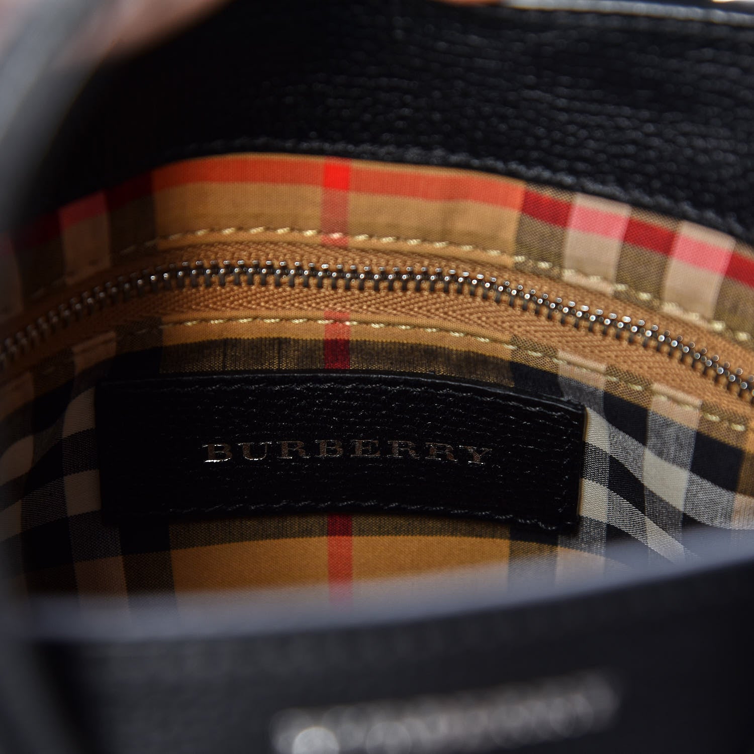 Burberry Grainy Calfskin House Check Grommet Baby Banner Tote Black 8 of 10