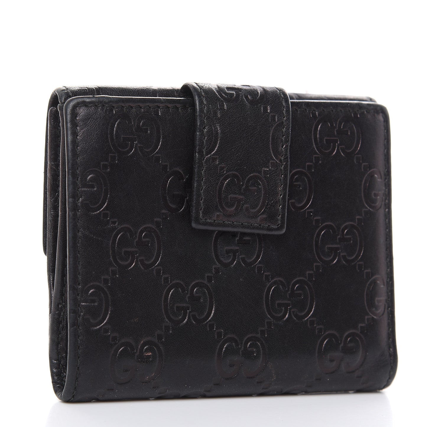 Guccissima Metal Bar French Flap Wallet Black
