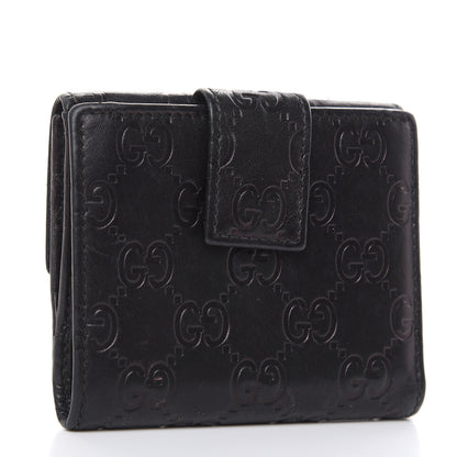 Gucci Guccissima Metal Bar French Flap Wallet Black 3 of 12