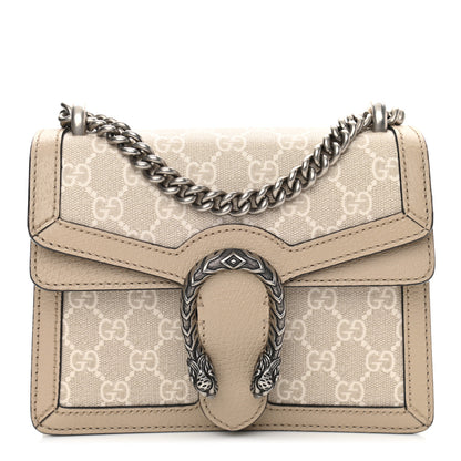 Gucci GG Supreme Monogram Textured Dollar Calfskin Mini Dionysus Shoulder Bag Beige Mystic White Oatmeal 1 of 11