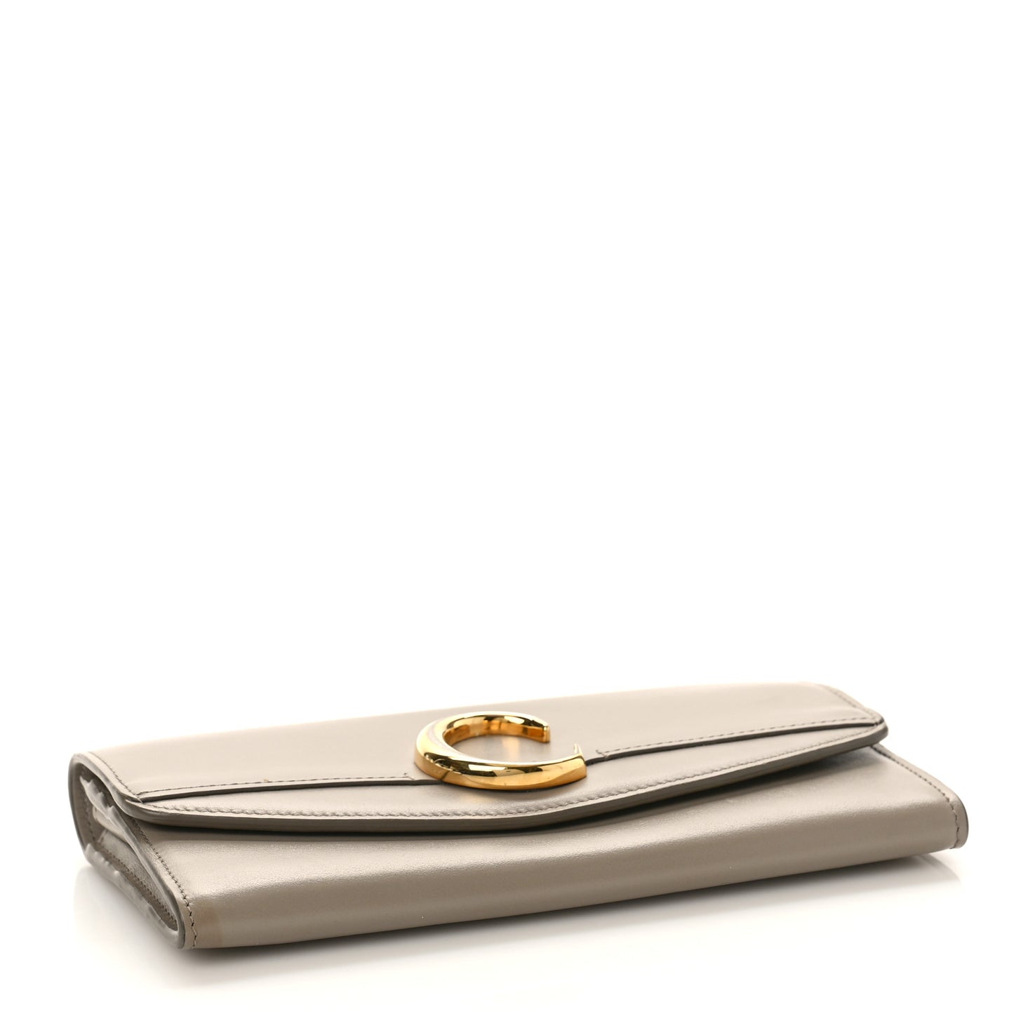 Smooth Calfskin Chloe Long Wallet Motty Grey