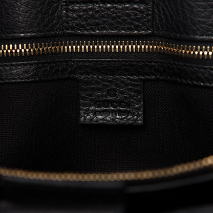 Gucci Pebbled Calfskin Medium Bamboo Shopper Tote Black 8 of 10