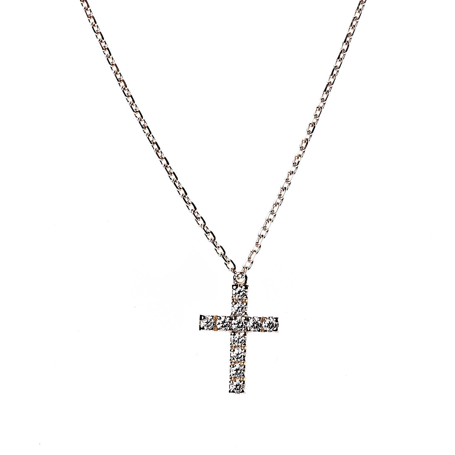 Cartier 18K Pink Gold Diamond Symbols Cross Pendant Necklace 4 of 6