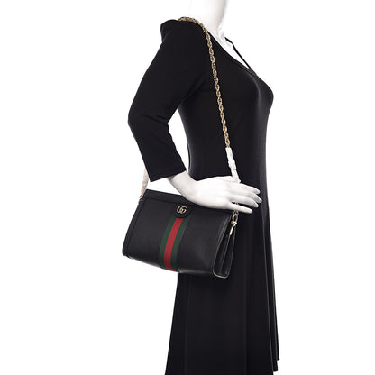 Gucci Calfskin GG Web Small Ophidia Chain Shoulder Bag Black 2 of 14