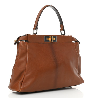 Fendi Goatskin Zucca Medium Peekaboo Iconic Satchel Cuoio Tobacco Moro 2 of 12