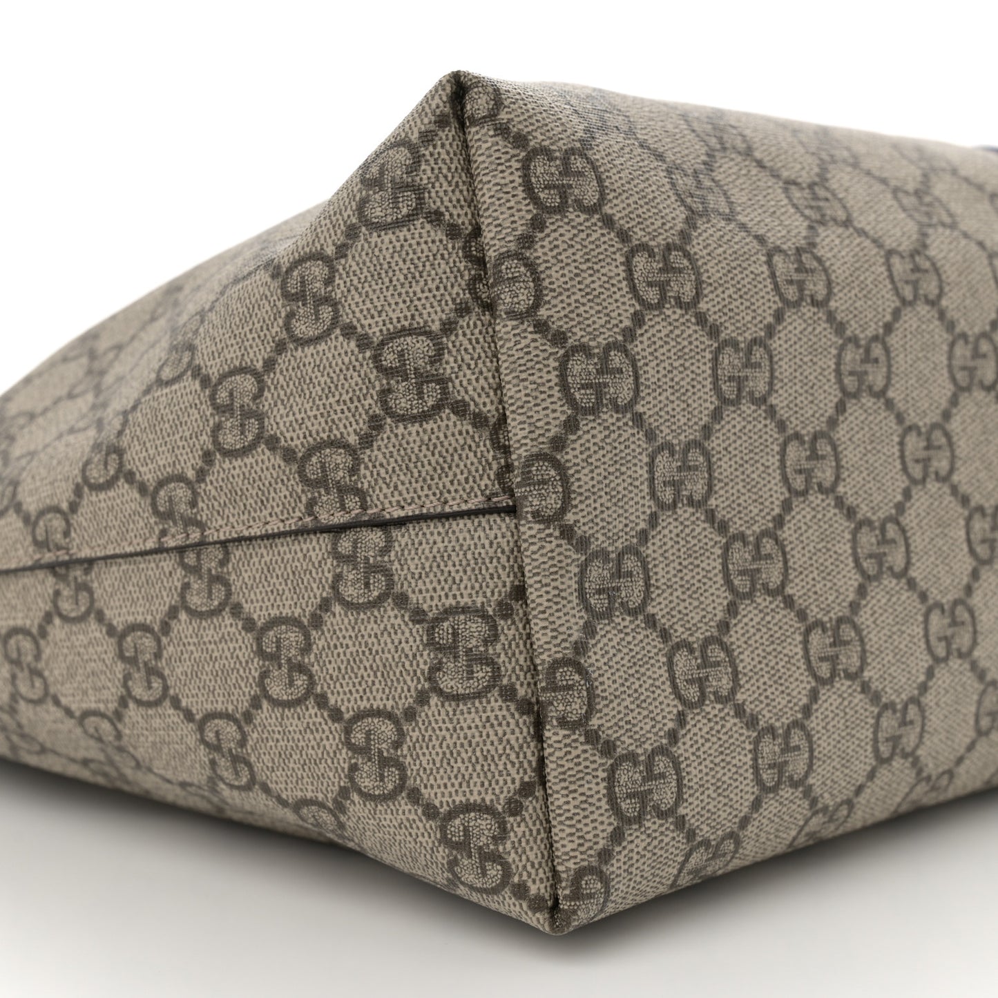 GG Supreme Monogram Textured Dollar Calfskin Web Medium Ophidia Shopping Tote Beige Ebony Mystic White