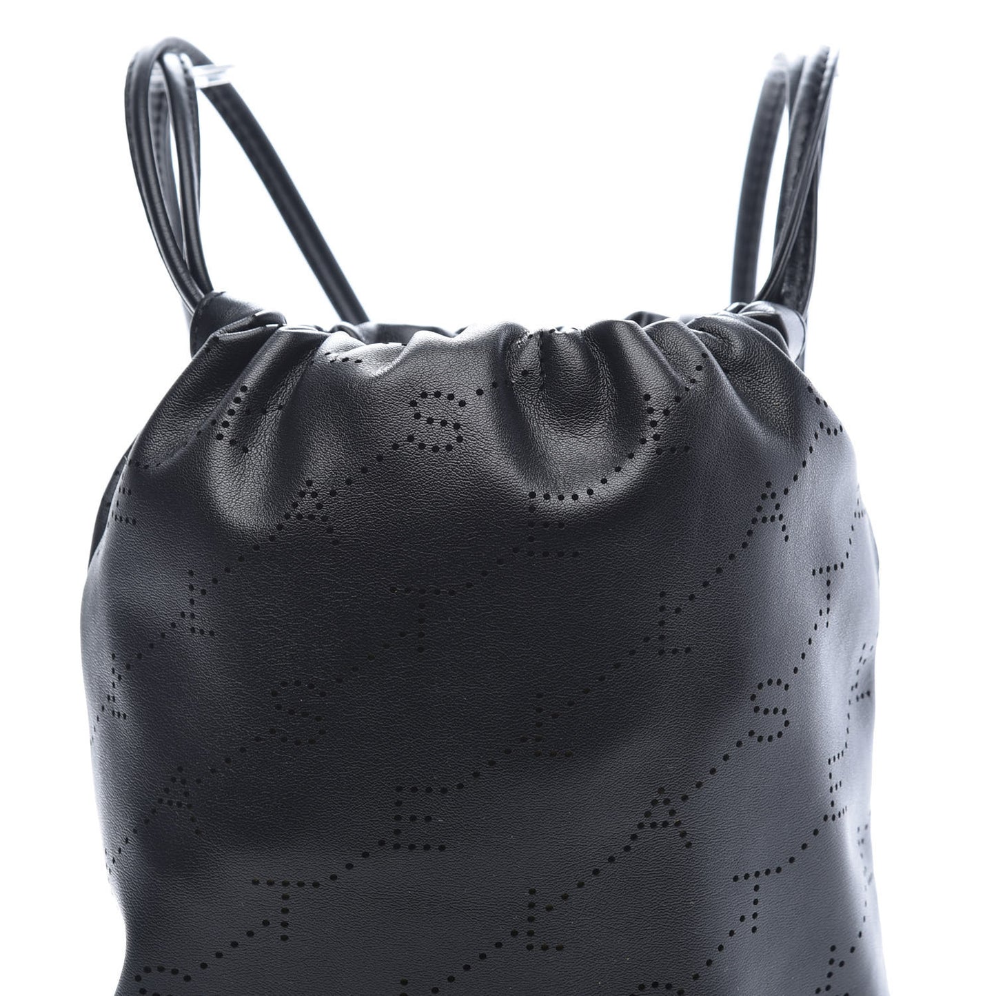 Eco Alter Nappa Perforated Logo Mini Drawstring Backpack Black