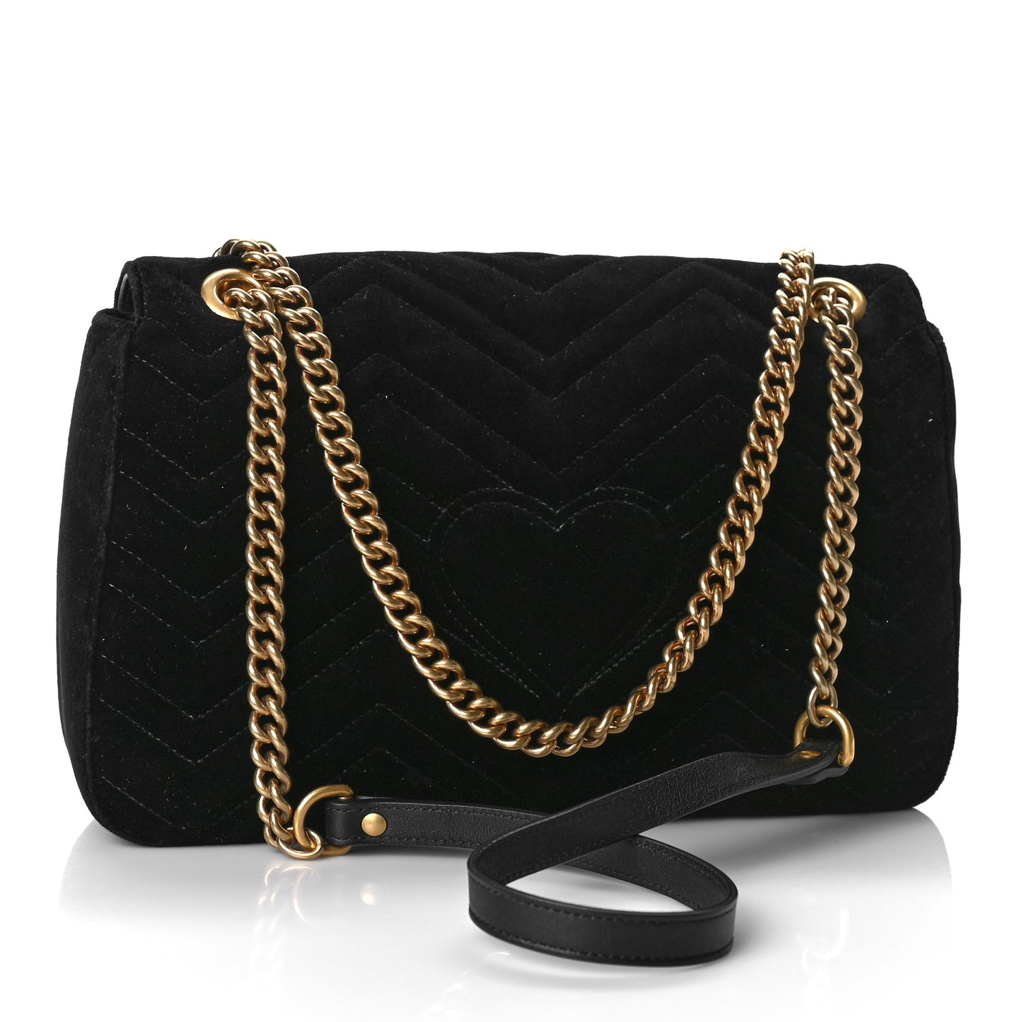 Velvet Matelasse Loved Embroidered Medium GG Marmont Shoulder Bag Black