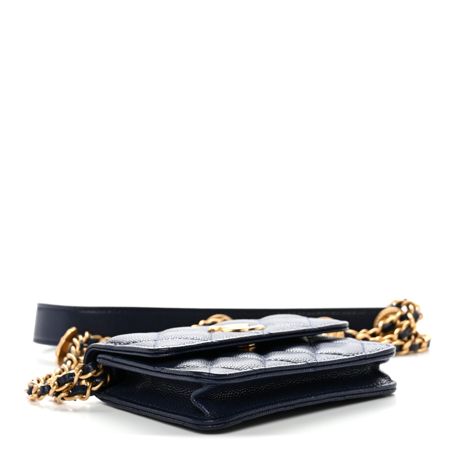 Chanel Caviar Quilted Twist Your Buttons Coin Purse With Chain Navy 4 of 12