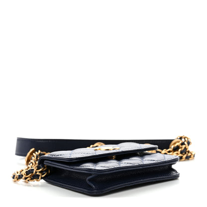 Chanel Caviar Quilted Twist Your Buttons Coin Purse With Chain Navy 4 of 12