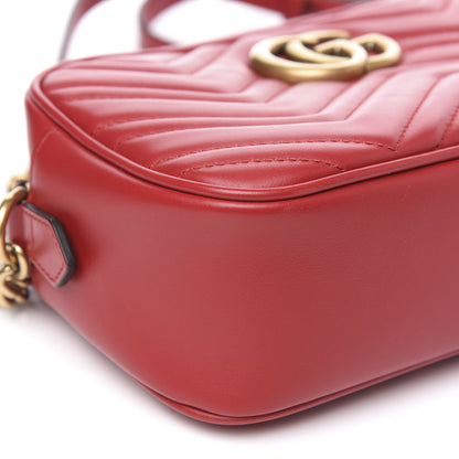 Gucci Calfskin Matelasse Small GG Marmont Chain Shoulder Bag Hibiscus Red 9 of 10