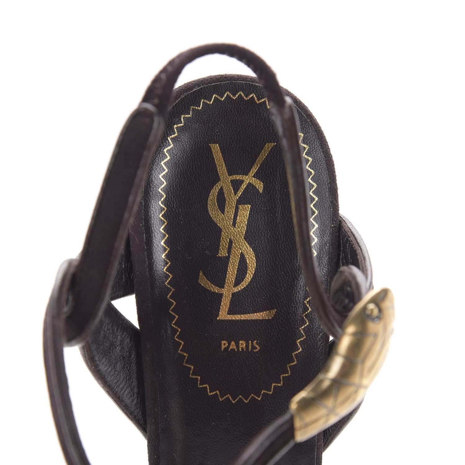 Saint Laurent Kid Scamosciato Tribute 75 Platform Sandals 38.5 Chocolate 6 of 11