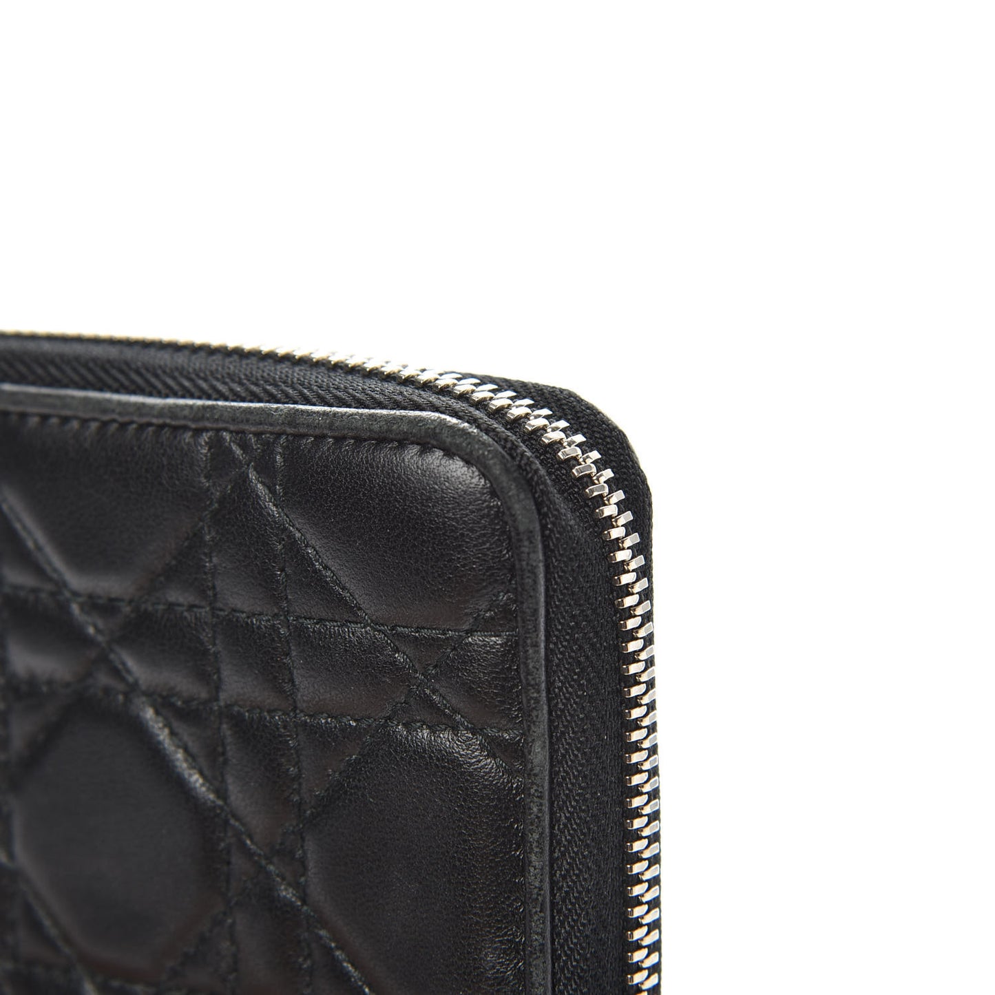 Lambskin Cannage Lady Dior Zip Wallet Black