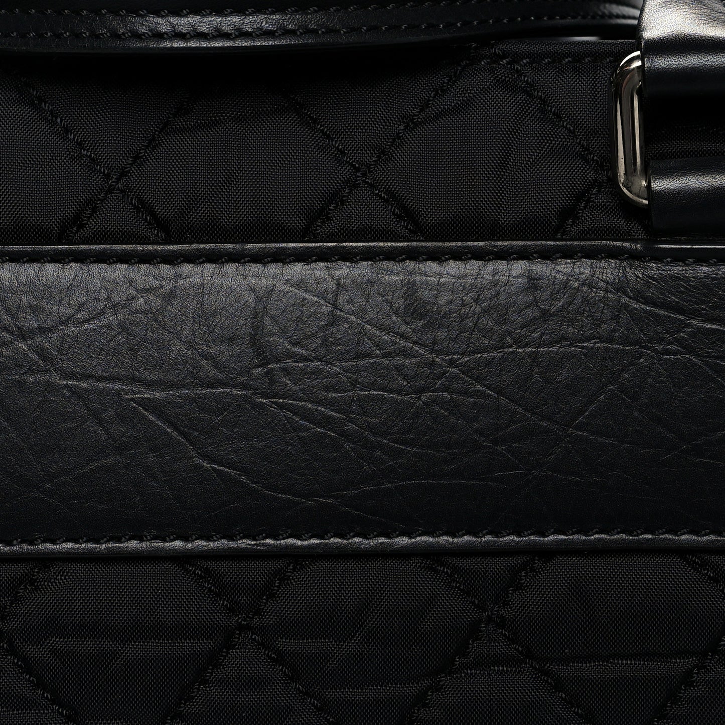 Nylon Quilted Calfskin Large CC Tote Bag Black