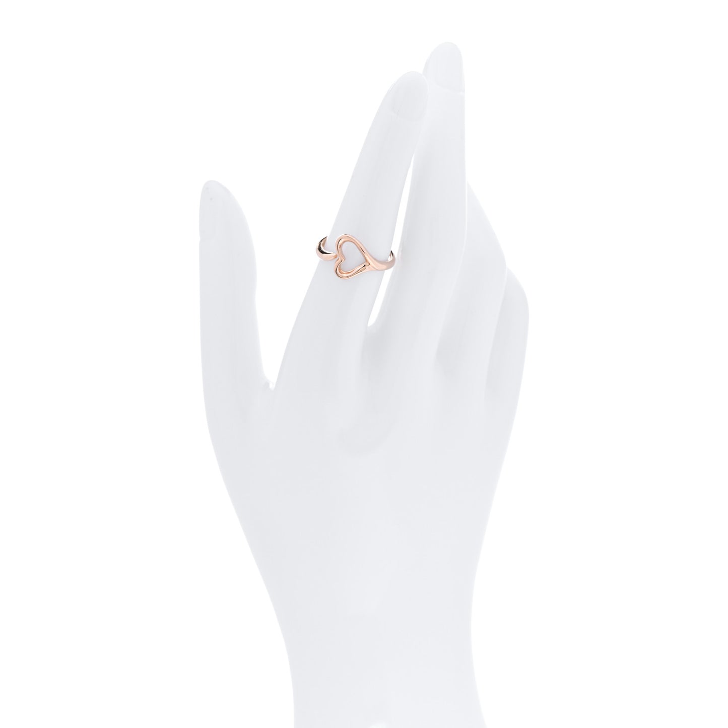 18K Rose Gold Small Elsa Peretti Open Heart Ring 53 6.5
