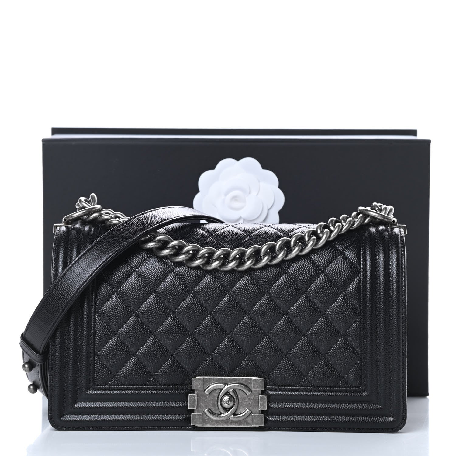 Chanel Caviar Quilted Medium Boy Flap Black 11 of 11