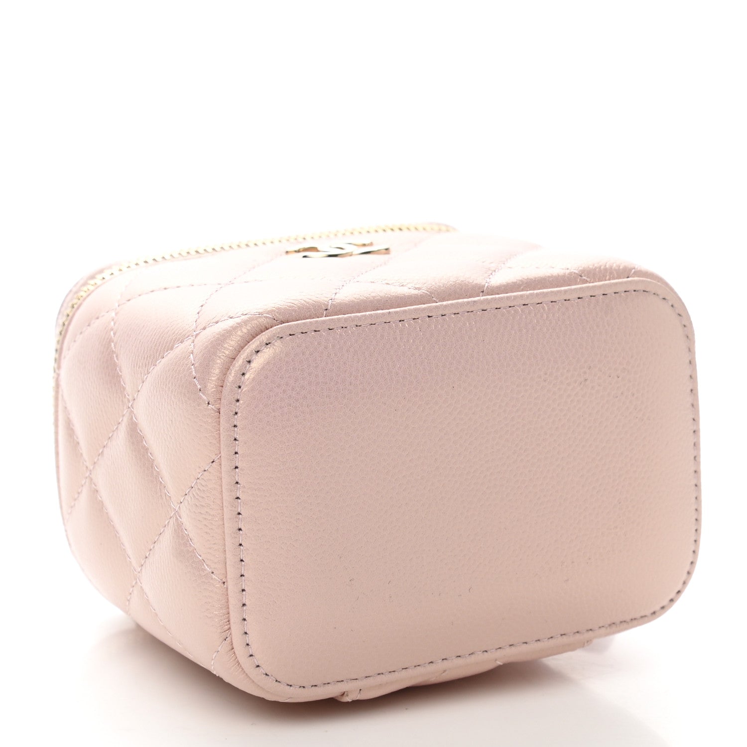 Chanel Iridescent Caviar Quilted Mini Pearl On Top Vanity Case With Chain Light Pink 5 of 12