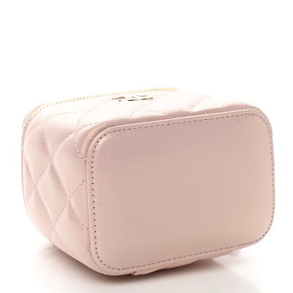 Chanel Iridescent Caviar Quilted Mini Pearl On Top Vanity Case With Chain Light Pink 5 of 12